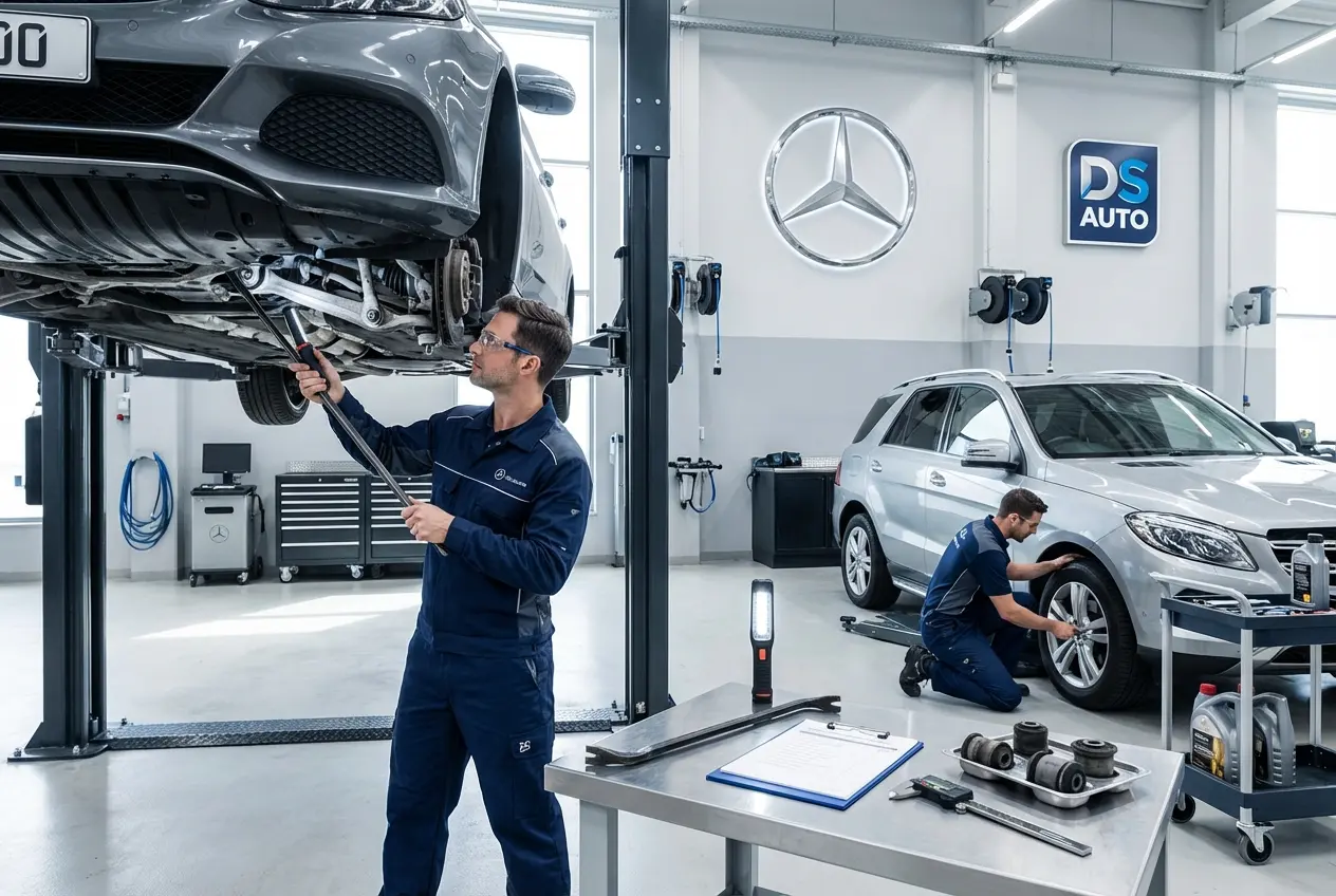 Проверка подвески автомобиля Mercedes в Жуковском — диагностика передней подвески Mercedes в автосервисе DS Auto
